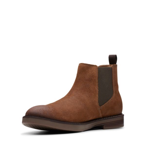 Clarks Mens Paulson Up Chelsea Boots Dark Brown | UK-7024953